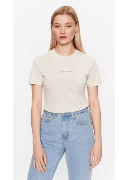 Dámske tričko Calvin Klein Slim Fit smotanové