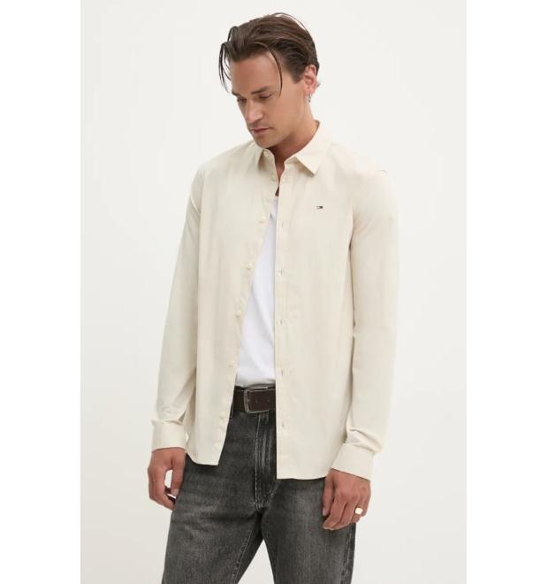 Košeľa Tommy Jeans béžová Košeľa Tommy Jeans béžová