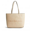 Béžová veľká kabelka Calvin Klein s potlačou