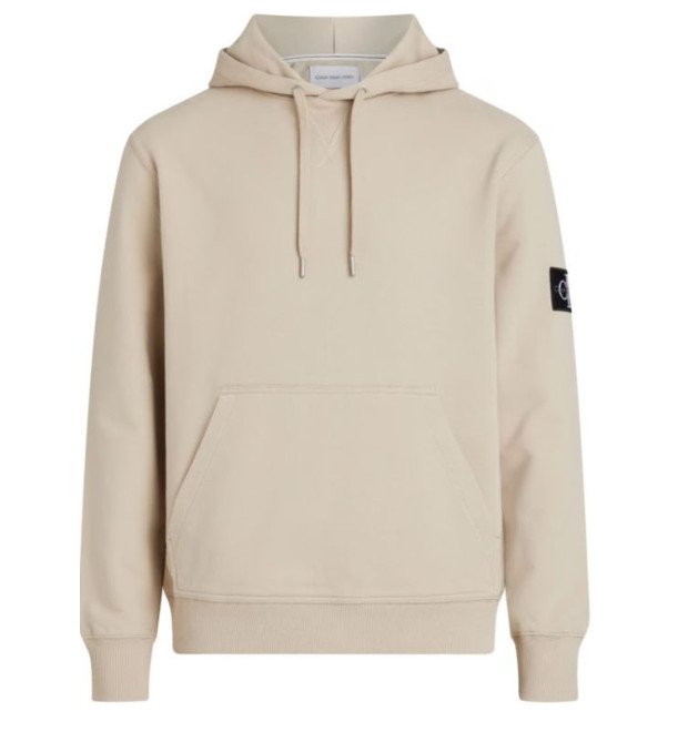 Calvin Klein pánska mikina s nášivkou na rukáve béžová Calvin Klein pánska mikina s nášivkou na rukáve béžová