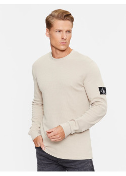 Béžové pánske tričko Calvin Klein s dlhým rukávom