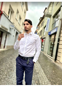 Pánska biela košeľa s dlhým rukávom Calvin Klein