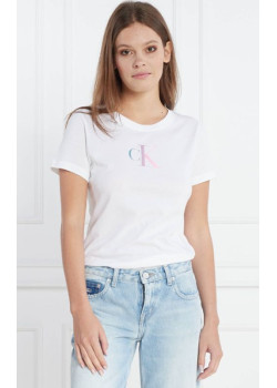 Biele dámske tričko Calvin Klein s farebným logom