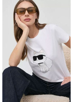 Dámske biele tričko Karl Lagerfeld s krátkym rukávom