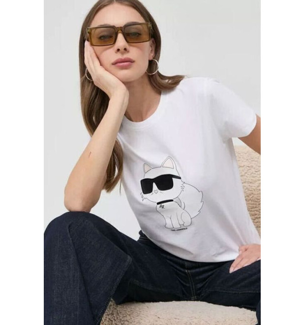 Dámske biele tričko Karl Lagerfeld s krátkym rukávom Dámske biele tričko Karl Lagerfeld s krátkym rukávom