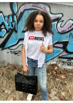 Dámske biele tričko s farebným logom Diesel