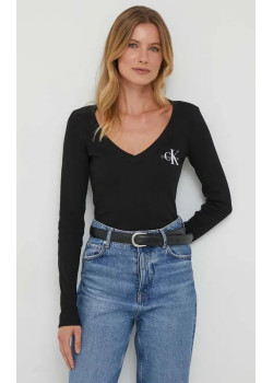 Dámske čierne tričko s dlhým rukávom Calvin Klein Jeans