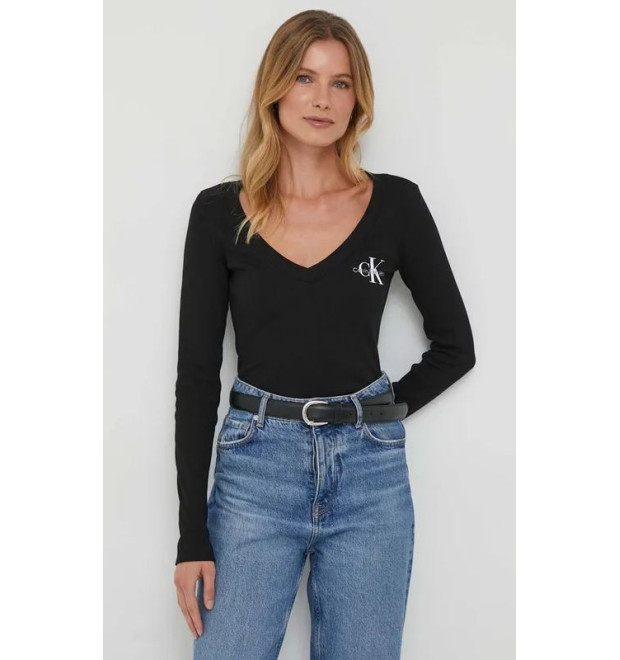 Dámske čierne tričko s dlhým rukávom Calvin Klein Jeans