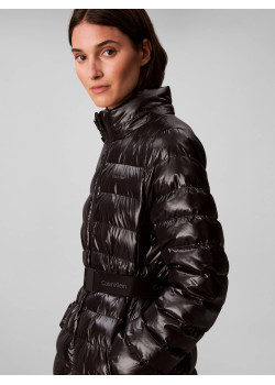 Calvin Klein dámsky zimný lesklý kabát čierna