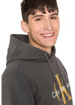 Mikina s kapucňou Calvin Klein sivá