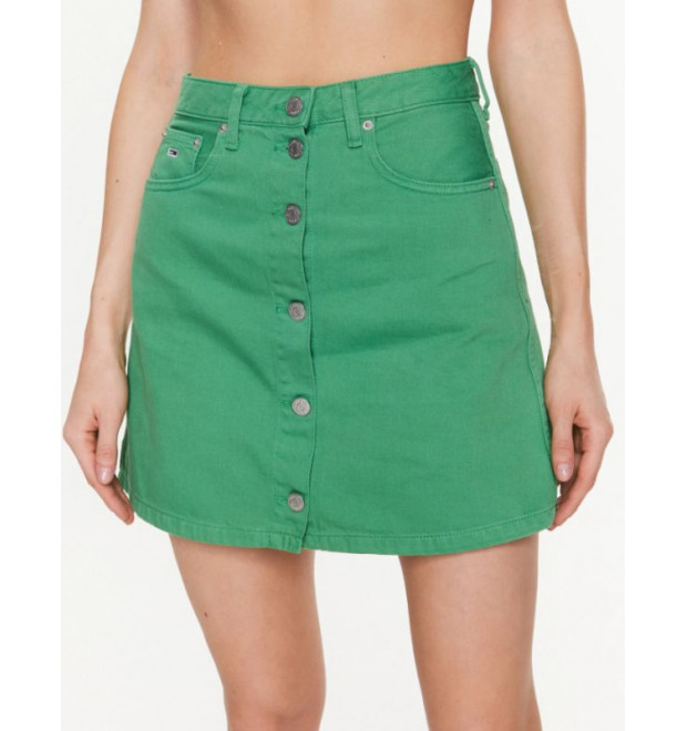 Rifľová zelená sukňa Tommy Jeans Rifľová zelená sukňa Tommy Jeans