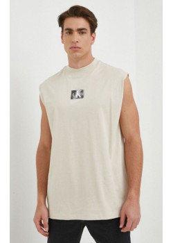 Béžové tričko bez rukávov Calvin Klein Jeans