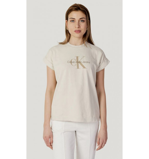Dámske tričko Calvin Klein Jeans v béžovej farbe Dámske tričko Calvin Klein Jeans v béžovej farbe