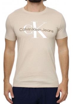 Béžové tričko Calvin Klein Jeans s logom
