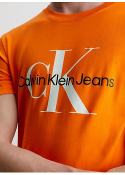 Oranžové tričko Calvin Klein Jeans s logom