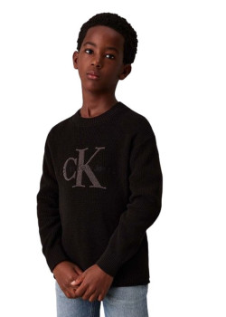 Chlapčenský čierny bavlnený Pulóver Calvin Klein jeans