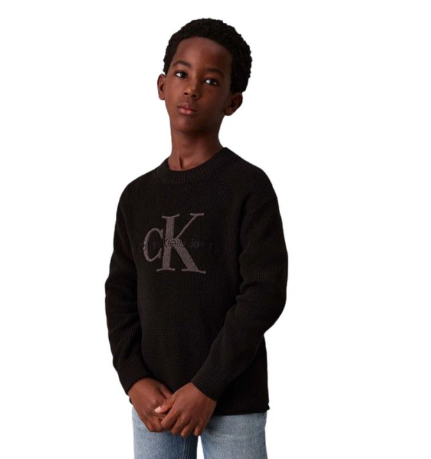 Chlapčenský čierny bavlnený Pulóver Calvin Klein jeans Chlapčenský čierny bavlnený Pulóver Calvin Klein jeans