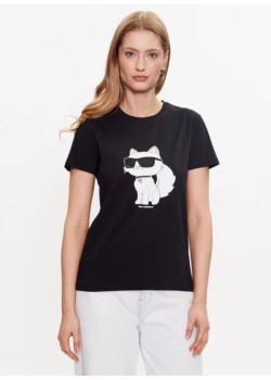 Dámske čierne tričko Karl Lagerfeld s krátkym rukávom