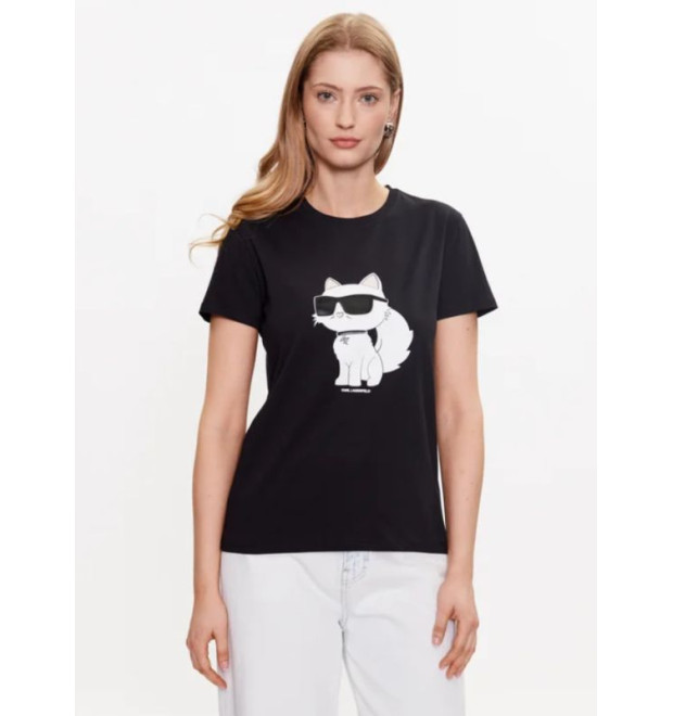 Dámske čierne tričko Karl Lagerfeld s krátkym rukávom Dámske čierne tričko Karl Lagerfeld s krátkym rukávom