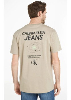 BÉŽOVÉ PÁNSKE TRIČKO CALVIN KLEIN JEANS S POTLAČOU