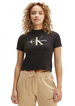 Dámske krátke čierne tričko Calvin Klein