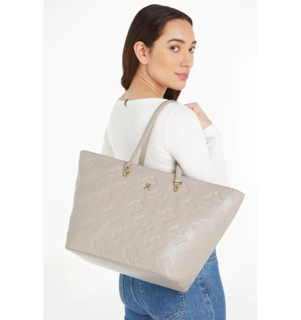 Veľká béžová elegantná shopper kabelka Tommy Hilfiger Veľká béžová elegantná shopper kabelka Tommy Hilfiger