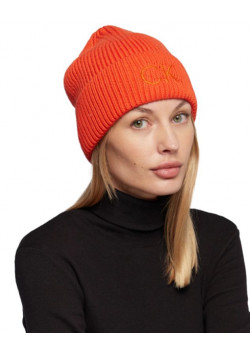 Dámska pletená čiapka Calvin Klein v oranžovej farbe