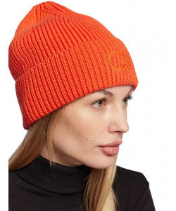 Dámska pletená čiapka Calvin Klein v oranžovej farbe