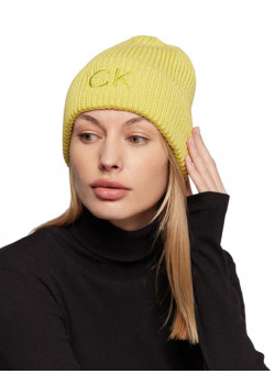 Dámska pletená čiapka Calvin Klein v žltej farbe