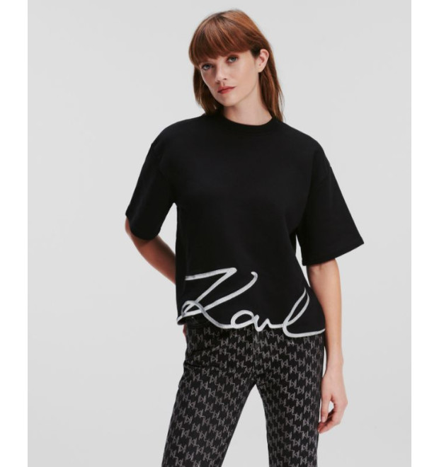 Čierna mikina Karl Lagerfeld s krátkym rukávom Čierna mikina Karl Lagerfeld s krátkym rukávom