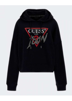 Dámska čierna mikina s kapucňou Guess