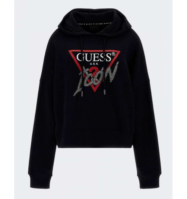 Dámska čierna mikina s kapucňou Guess Dámska čierna mikina s kapucňou Guess