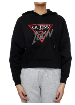Dámska čierna mikina s kapucňou Guess
