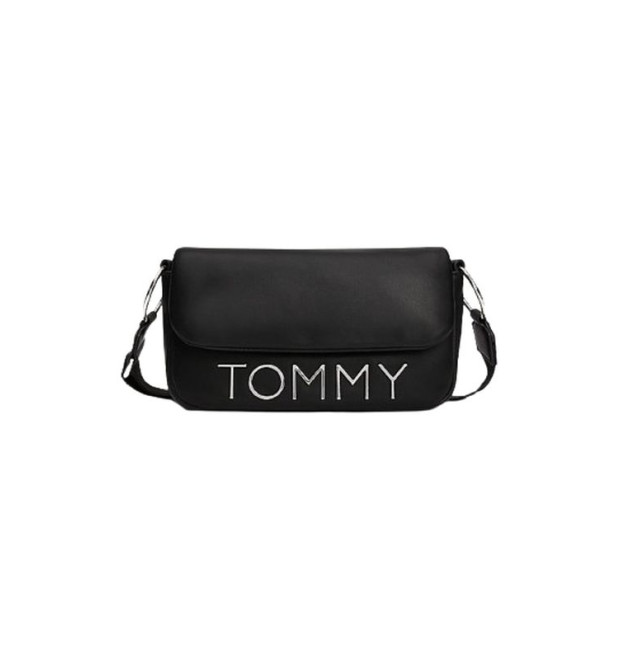 Crossbody kabelka s kovovým logom Tommy Jeans čierna Crossbody kabelka s kovovým logom Tommy Jeans čierna