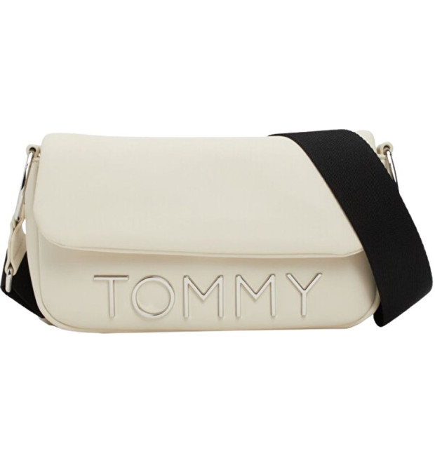 Crossbody kabelka s kovovým logom Tommy Jeans béžová Crossbody kabelka s kovovým logom Tommy Jeans béžová