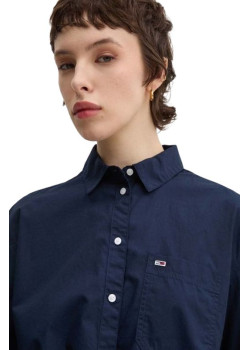 Tommy Jeans dámska crop košeľa v modrej farbe