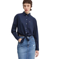 Tommy Jeans dámska crop košeľa v modrej farbe Tommy Jeans dámska crop košeľa v modrej farbe