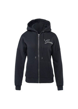 Čierna mikina na zips s kapucňou Guess
