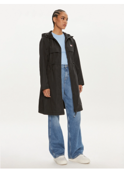 Dámska čierna predlžená bunda Tommy Jeans