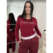 Dámske dlhé pyžamo Calvin Klein vo vínovej farbe