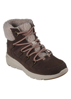 Dámske hnedé semišové topánky Skechers s kožušinkou
