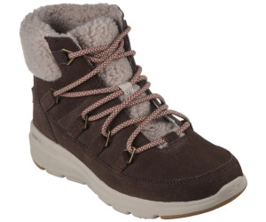 Dámske hnedé semišové topánky Skechers s kožušinkou