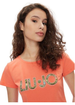 Dámske oranžové tričko s krátkym rukávom a potlačou LIU-JO