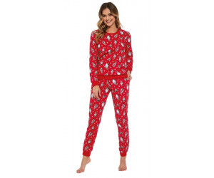 Dámske dlhé pyžamo s vianočným vzorom Cornette Gnomes