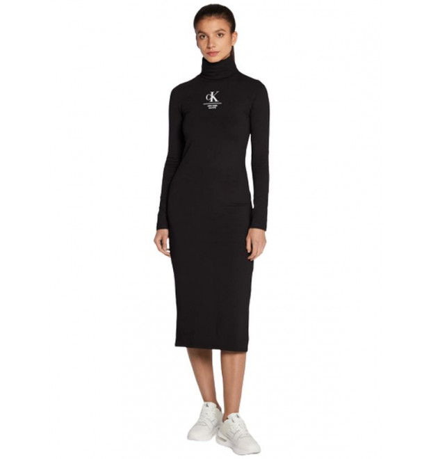 Dámske čierne šaty Calvin Klein s rozparkom