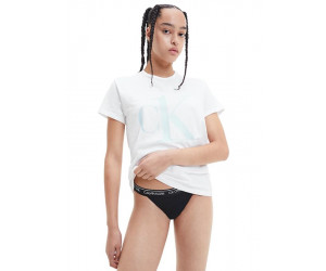Voľnejšie dámske tričko s krátkym rukávom Calvin Klein v bielej farbe
