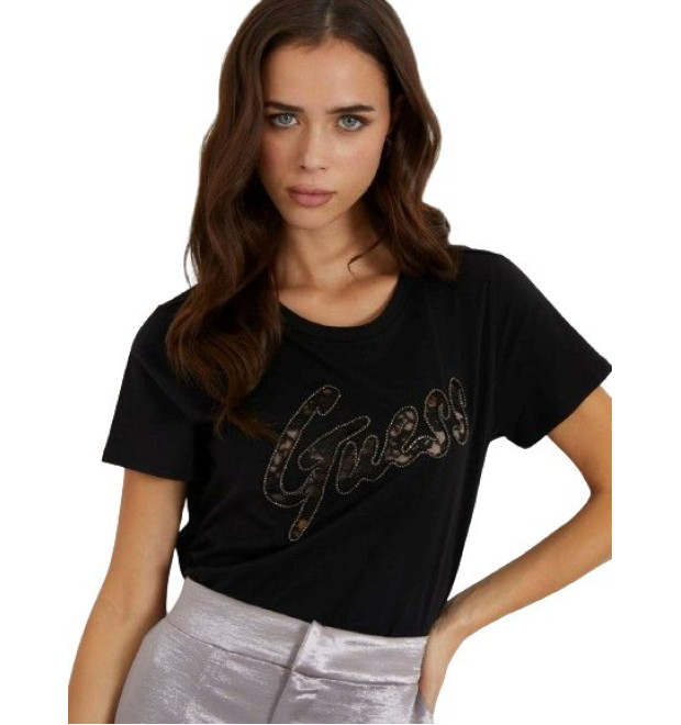 Čierne tričko s krátkym rukávom značky Guess Čierne tričko s krátkym rukávom značky Guess