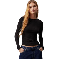 Dámske čierne tričko s riasením a dlhým rukávom Calvin Klein Dámske čierne tričko s riasením a dlhým rukávom Calvin Klein