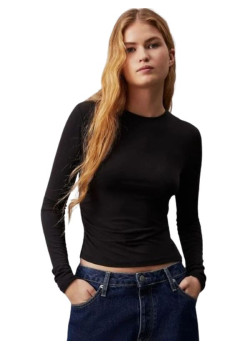 Dámske čierne tričko s riasením a dlhým rukávom  Calvin Klein