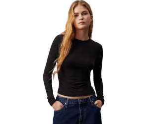 Dámske čierne tričko s riasením a dlhým rukávom  Calvin Klein
